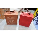 Two petrol cans, Motor 'BP' Spirit and Shell Motor Spirit