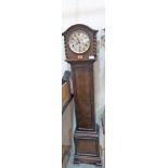 An oak cased grandmother clock