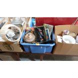 Three boxes of ceramics, metalware and sundries