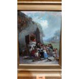 JOHN ANTHONY PULLER. BRITISH 19th CENTURY: A Punch and Judy show with children and horse and cart on