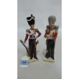 A pair of Sitzendorf figures of soldiers, Grenadier Guards 1853; Royal Irish Fusiliers Drum Major