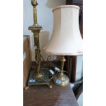 Two brass table lamps