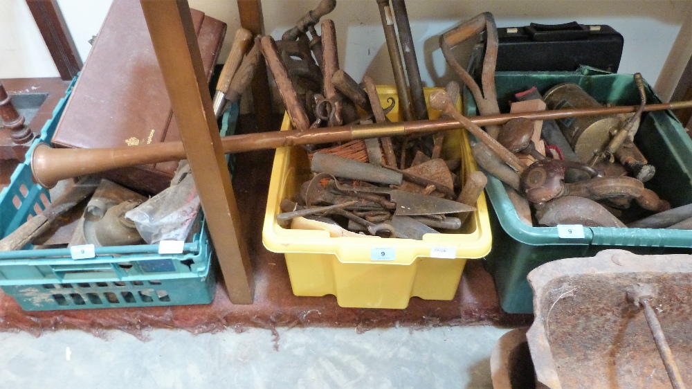 Three boxes of tools and sundries