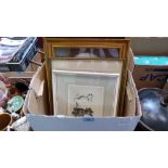 A Guinness advertising mirror, a signed Cecil Aldin print of two terriers and other prints