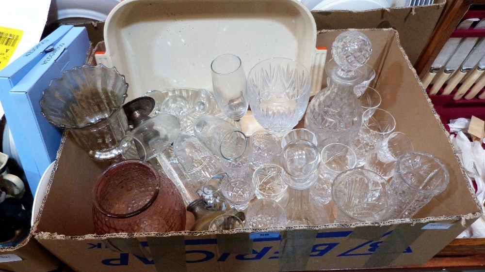 A box of cut and other glassware and a quantity of decorative ceramics