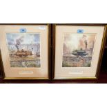 A pair of steam railway prints after Nick Luff. Signed and numbered