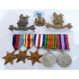 A WW2 group of five medals, the 1939-1945 Star; the Africa Star; the France and Germany Star; the