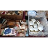 Two boxes of sundries and a box of teaware