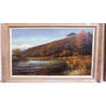 SYDNEY M BROAD: Scene on the River Wye. Signed. Oil on canvas. 18'' x 30''