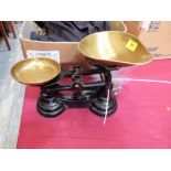 A set of Libresco kitchen scales with brass weights