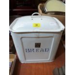 An enamel bread bin and cover