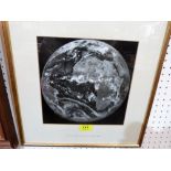 An historic framed photograph, the World at Midday July 4th 1979 from Outer Space. 9½'' x 9½''