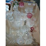 A collection of decanters and drinking glasses