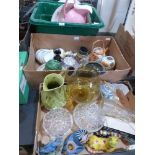 Three boxes of ceramics and glassware