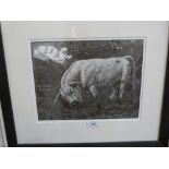 CHARLES TUNNICLIFFE. BRITISH 1901-1979 The Chartley Bull. Sally Hunter gallery label verso. Wood