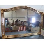 A Belgian gilt framed overmantle mirror. 50' wide