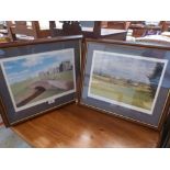 Two signed golfing prints after Graham Baxter, Gleneagles and St Andrews. 11'' x 15''