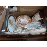 A box of ceramics and a box of glassware