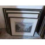 Three framed 19th century engravings and a coloured print