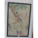 JAPANESE SCHOOL EARLY 20TH CENTURY A coloured woodblock print, lady seated under a tree with