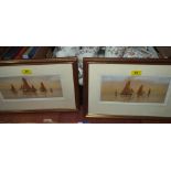 A pair of marine watercolours