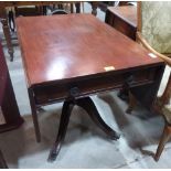 A George IV mahogany dropleaf supper table on quadripartite splayed support. 35' wide