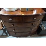 A George III mahogany bowfronted chest of two short over three long drawers. 42' wide
