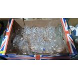 Two boxes of glassware to include four boxed Royal Doulton Advertising Classics