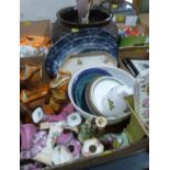 A quantity of ceramics to include part dressing table sets, door fingerplates, a Bretby