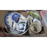 Two boxes of pottery and other ceramics