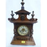 A walnut mantle clock. German c.1910. 20'high