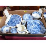 A quantity of blue printed ceramics including Copeland Spode, George Jones, Ridgways etc.