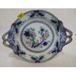 A Victorian Staffordshire tray painted with foliage to the centre and enriched with gilding. 17'
