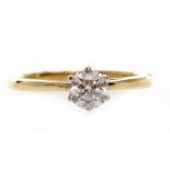 EIGHTEEN CARAT GOLD DIAMOND SOLITAIRE RING the round brilliant cut stone of approximately 0.