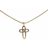 DIAMOND CROSS PENDANT the openwork cross set with a single round brilliant cut diamond of