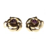 PAIR OF MID TWENTIETH CENTURY PASTE SET EARRINGS each in the form of a floral motif set with a
