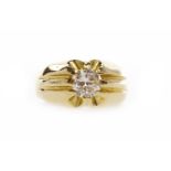 EIGHTEEN CARAT GOLD DIAMOND RING set with a round brilliant cut stone of approximately 0.