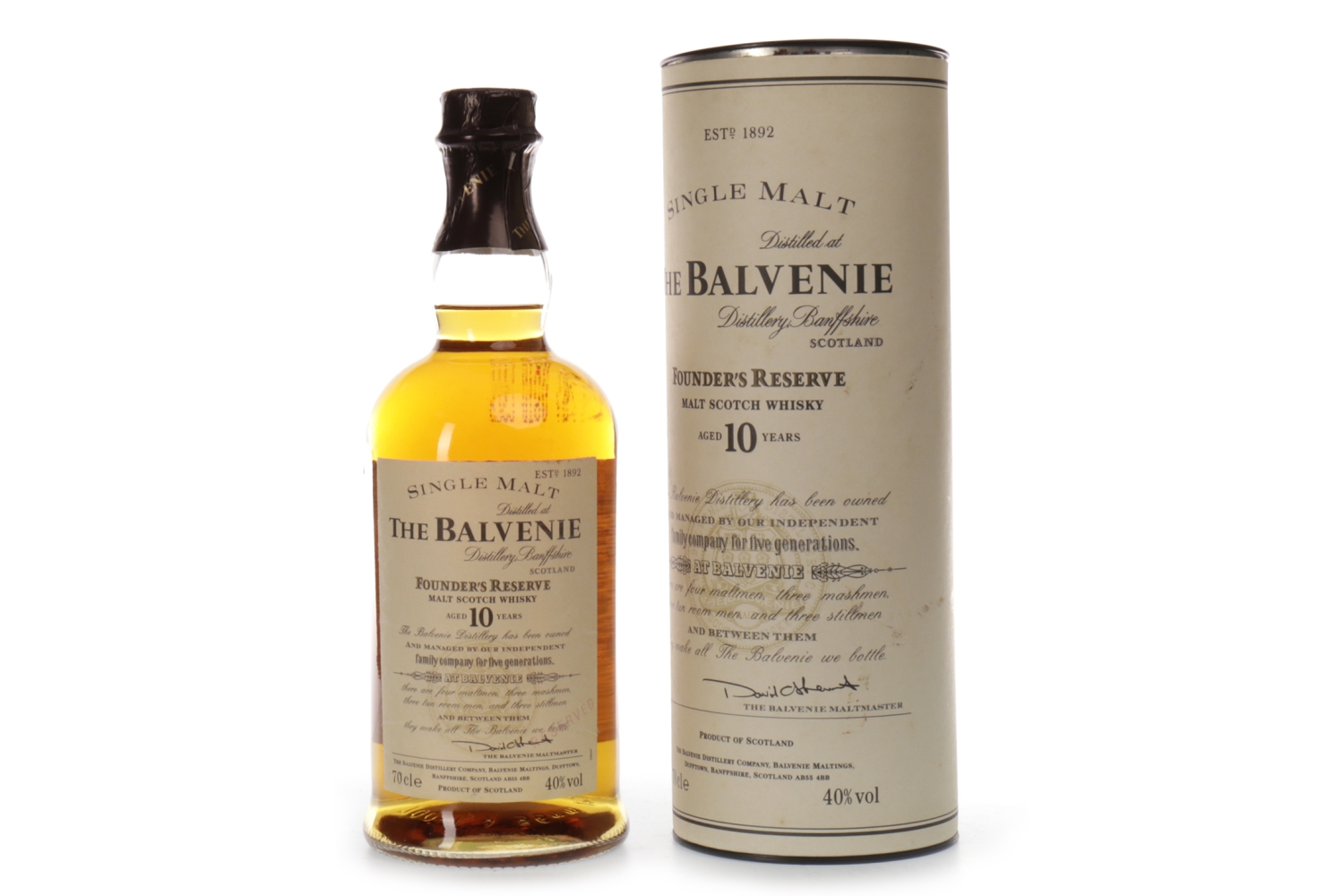 BALVENIE FOUNDER'S RESERVE AGED 10 YEARS Active. Dufftown, Banffshire. 70cl, 40% volume, in tube.