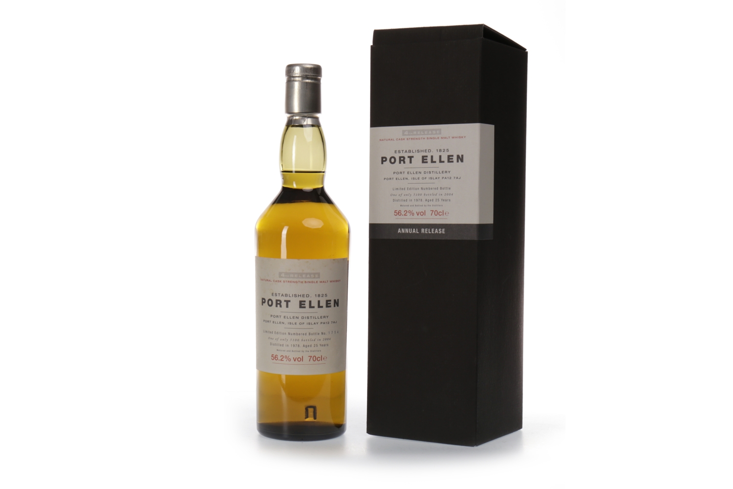 PORT ELLEN 1978 4TH RELEASE AGED 25 YEARS Closed 1983, Port Ellen, Islay. Bottled 2004, bottle no.