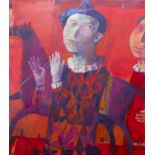 ANDREI BLUDOV (RUSSIAN), HARLEQUIN oil on canvas, signed,