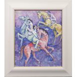 * JAMES GORMAN, THREE HORSES oil on board,