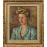 * MARCEL DYF (FRENCH 1899 - 1985), PORTRAIT OF A LADY IN BLUE oil on canvas, signed ,