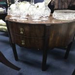 TWO DEMILUNE SIDE TABLES