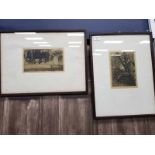 TWO ETCHINGS BY HAROLD STOREY signed and under glass