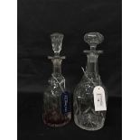 LOT OF CRYSTAL DECANTERS along with three crystal jugs
