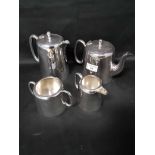 SILVER PLATED TEA AND COFFEE SERVICE along with other plated wares and a vanity set