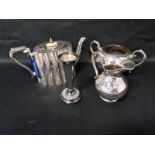 LOT OF SILVER PLATED OBJECTS including two teapots,