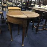 MAHOGANY DROP LEAF TABLE AND AN OAK SEWING BOX