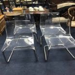 SET OF FOUR CONTEMPORARY CLEAR PLASTIC CHAIRS BY IKEA