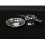 MAPPIN & WEBB SMALL SILVER BOWL AND A PEWTER QUAICH OF SMALL PROPORTIONS